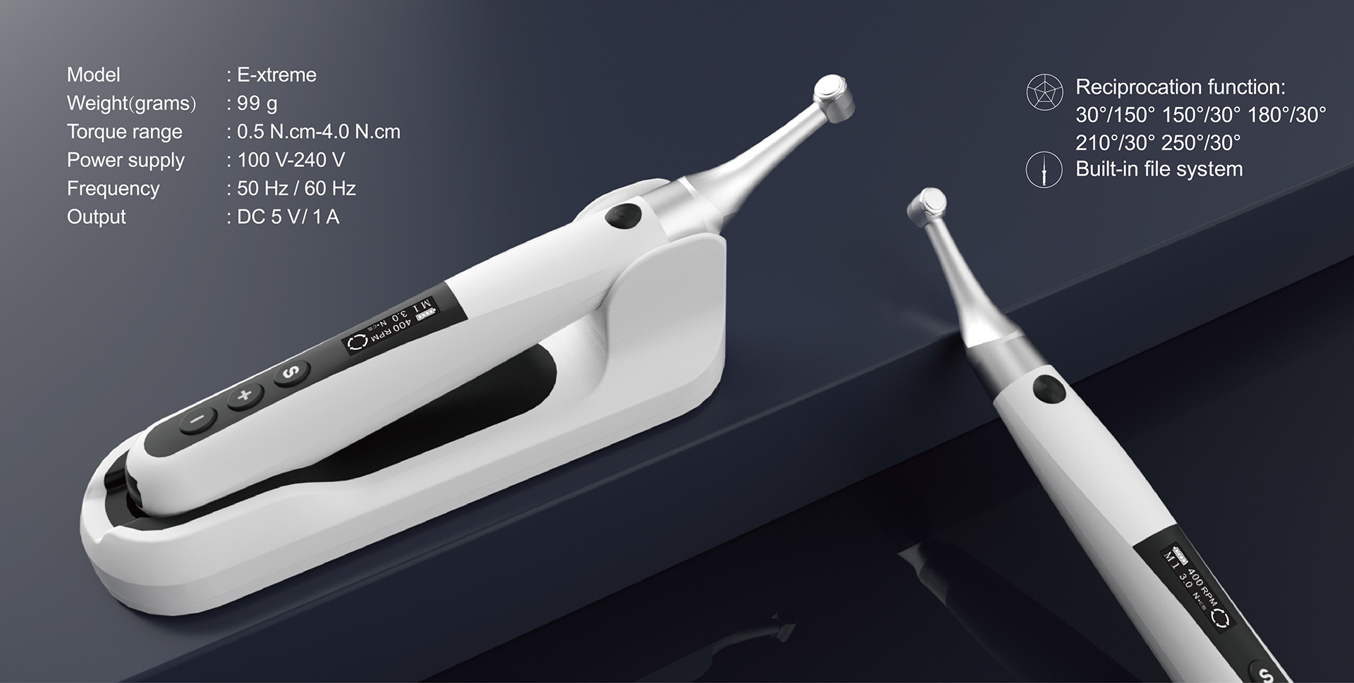 E-xtreme specifications torque range reciprocation built-in file system